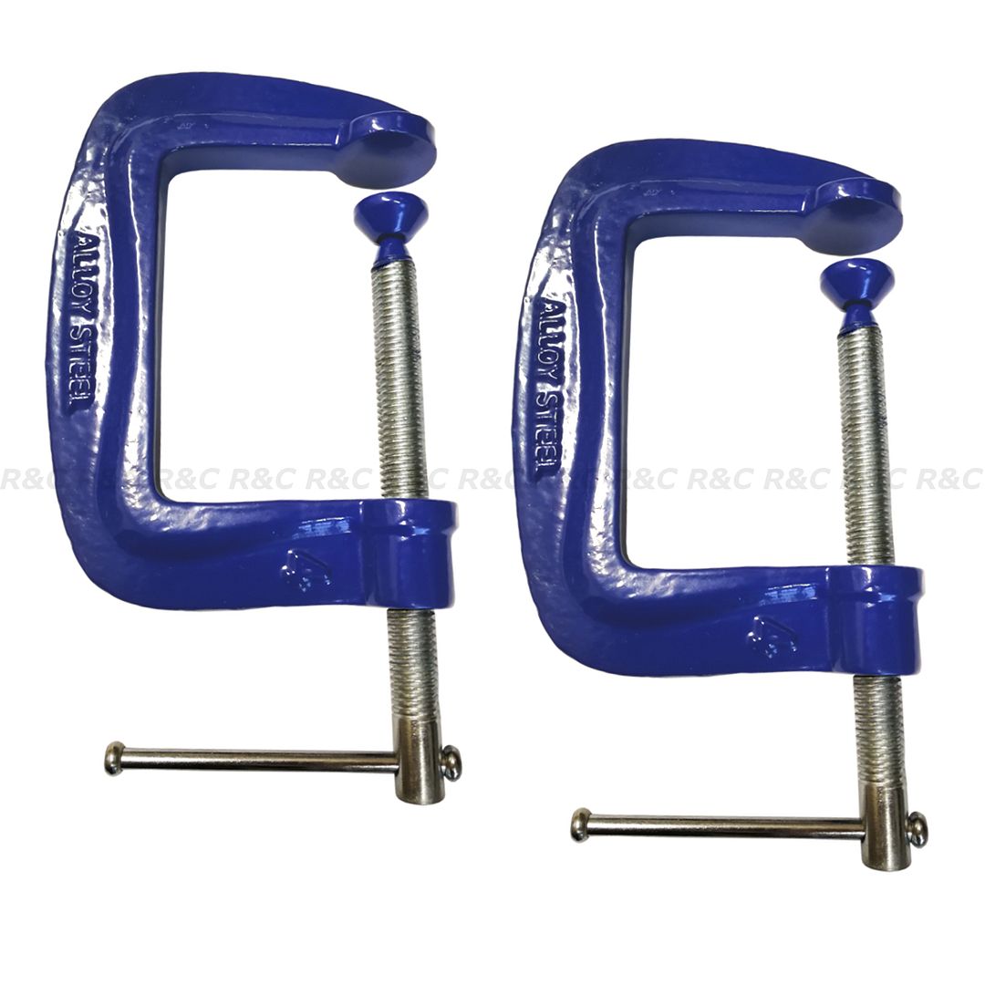 2Pc G Clamp Set 4" (100mm) Heavy Duty Screw GClamps for Wood & Metal